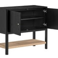 thumbnail image 5 of Nathan James Meads Mid Century Modern Cabinet with Doors, Solid Wood Kitchen Cabinet with Adjustable Interior Shelf and Seagrass Bottom Storage, Black Oak, 5 of 6