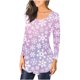 thumbnail image 1 of Camiseta informal para mujer, blusa estampada de manga larga con cuello redondo y fruncido Pompotops  FGAJ9575, 1 of 6