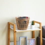 Homezone Handwoven Natural Rattan Basket with Modern Weave, Round