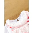 thumbnail image 4 of Toddler Baby Girls Valentine 's Day Outfits, Long Sleeve Doll Collar Tops + Heart Print Overall Dress Set, 4 of 7