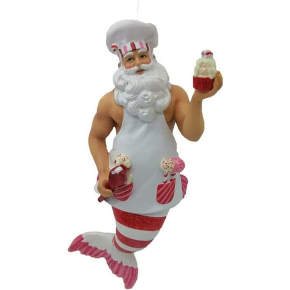 December Diamonds 7.75In Baking Santa, Polyresin, Shirtless Ocean 5555403