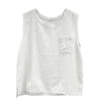 thumbnail image 6 of Zysthvn Casual Sleeveless Shirts for Men Running Cotton Summer Men Shirts Solid Button Pocket Crew Neck, 6 of 7