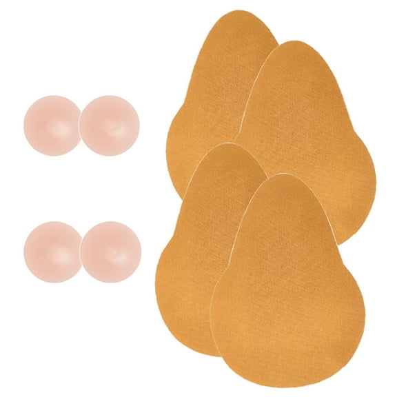 Wieysdoo Breast Lift Tape 2-Pack - Invisible Lift for Backless Dresses with 2 Silicone Nipple , Beige A-B Cup