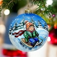thumbnail image 2 of STP Goods Boy on Sled Glass Christmas Ball Ornament 3.9" (10 cm) Hand-Painted Christmas Tree Ornament Collectible Christmas Tree Hanging Decoration Blue Green, 2 of 3