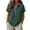 Green, variant on Shirts for Women Linen Blend Womens Tops Contrast Collar Collared Womens Shirts V-Neck Button Detail Short Sleeve Top