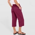 thumbnail image 5 of Women's Casual Wide Leg Capri Pants Elastic Waist Drawstring Lightweight Cropped Trousers with Pockets Wine M, 5 of 7