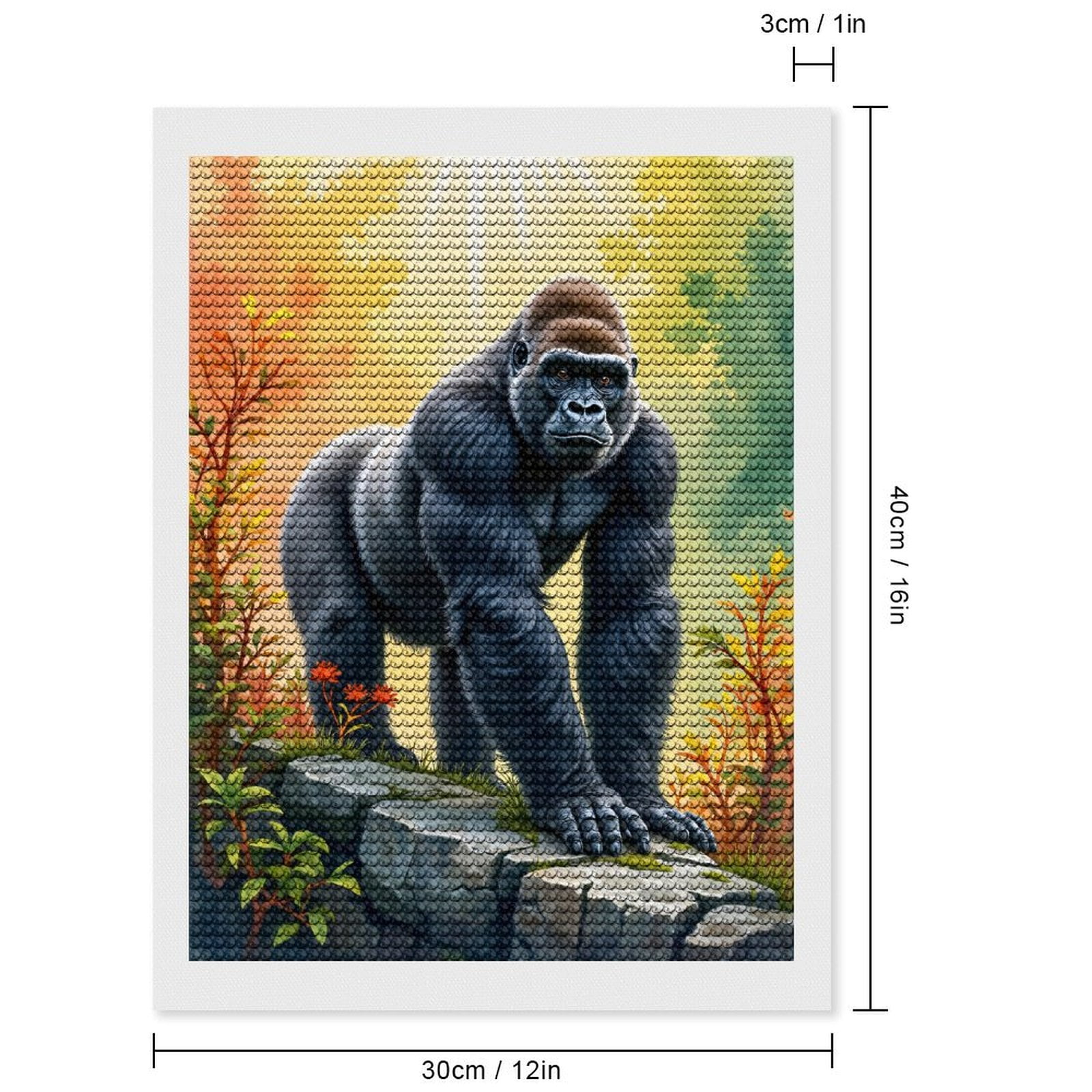 Diamond Art Kits for Adults - Gorilla On Rock In Sunlit Forest 5d Diamond Painting for Adults, Diamond Art for Adults Beginners, Frameless Diamond Painting Kits for Adults for Home Wall Decor