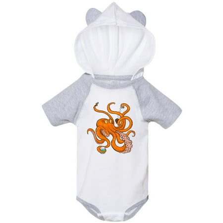 

Inktastic Giant Orange Octopus Eating Ice Cream Gift Baby Boy or Baby Girl Bodysuit