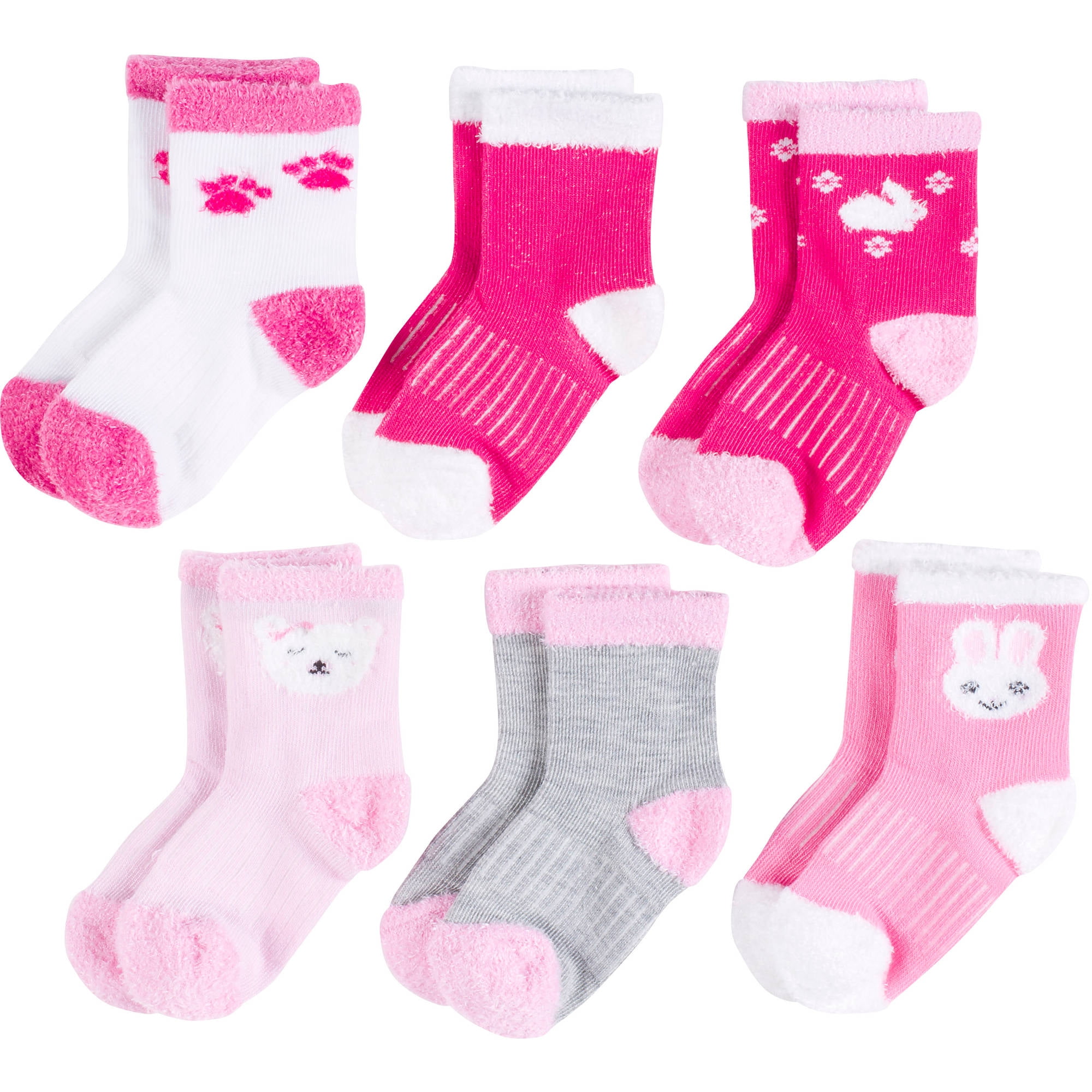 PEDS Growing Socks by Toddler Girls, Fuzzy Animals, 6 Pairs Walmart