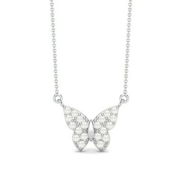 2.00 Cts Round Pearl 925 Sterling Silver Dragonfly Butterfly Women's Chain Necklace