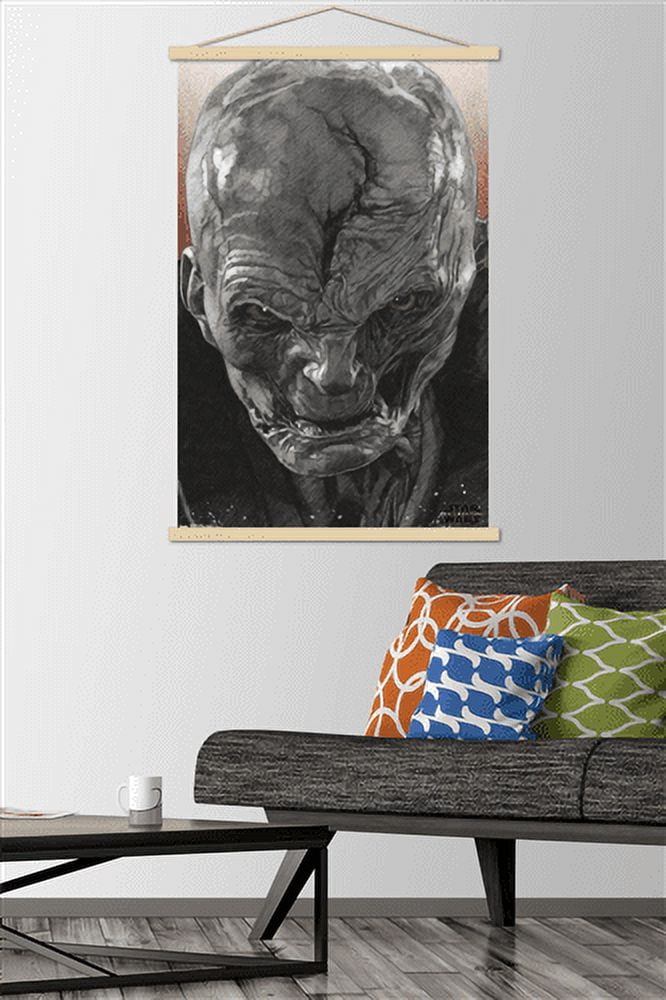 Star Wars: The Last Jedi - Snoke Wall Poster with Wooden Magnetic Frame, 22.375" x 34"