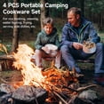thumbnail image 3 of 4 PCS Camping Cookware Set, Portable Lightweight Stainless Steel Pots with Storage Bag, Stackable Cooking Pot Pan Plate Set for Mountaineering, Hiking, Picnic, Outdoor Activities, 3 of 7