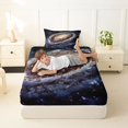 thumbnail image 3 of Manfei Vintage Spiral Galaxy Twin Fitted Sheet,Celestial Stars Bedding,Silver Brown Blue,2 Pieces, 3 of 6