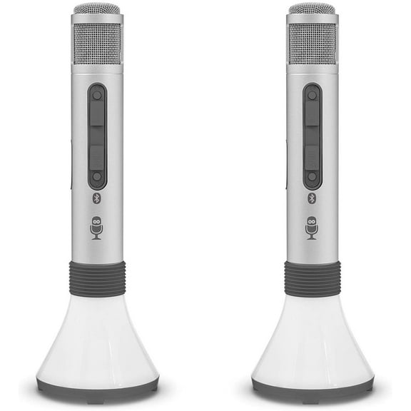 Singing Machine SMM478 2-Pk. Duet Karaoke Microphones with Portable Bluetooth Speaker