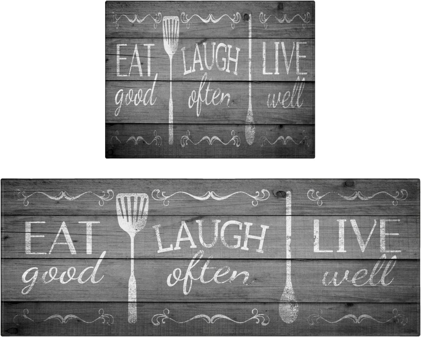 Kitchen Rugs and Mats Eat Laugh Live Rug for Kitchen Retro Waterproof