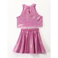 thumbnail image 4 of Miutii Kids Shiny Jazz Disco Outfits Cheer Outfit Hip Hop Dance Dress Sets for Competitions Cha-cha Hot Pink 6-10, 4 of 6