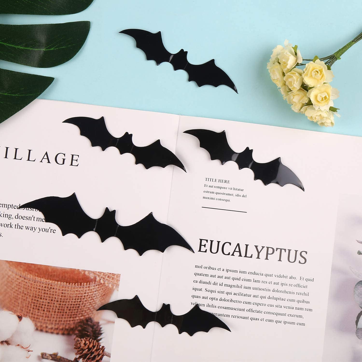 120 Pc Halloween Bat & Spider Stickers - 3D Wall Decals, Realistic Flying Bats Decor (Adhesives Included)
