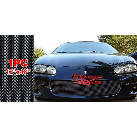 APS Universal Stainless Steel Black 12in x 48in 1 PC Set Mesh Front Grill Grille Insert A70011H