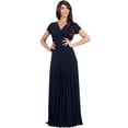 thumbnail image 4 of KOH KOH Long V-Neck Flowy Cap Short Sleeve V-Neck Bridesmaid Wedding Guest Party Formal Summer Sundress Tall Gown Maxi Dress Dresses For Women Dark Navy Blue X-Large US 14-16 NT074, 4 of 7