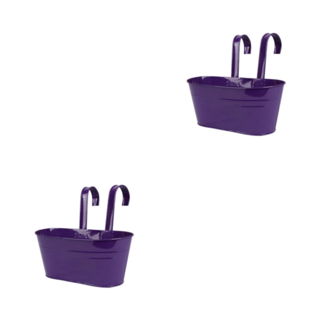 Destyer Stylish Wall Hanging Planter For Balcony And Fence Planters Detachable Iron Balcony Planters Railing Hanging Purple 2Set