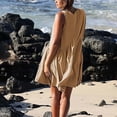 thumbnail image 5 of VUPSGEZ Womens Summer Sleeveless Mini Dress Casual Loose V Neck Sundress With Pockets (Khaki,M), 5 of 5