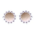 thumbnail image 5 of Womens Hippie Bold Daisy Flower Trim Circle Lens Plastic Retro Sunglasses White Red - Brown, 5 of 8