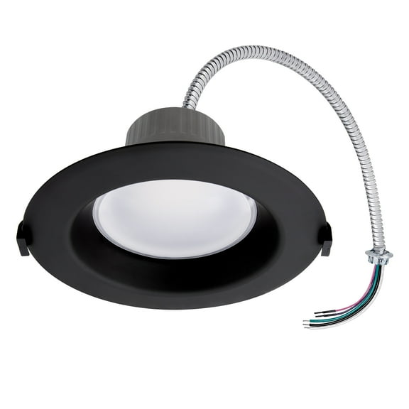 Maxxima 6 in. Recessed Commercial LED Downlight, Selectable Color Temperature / Wattage, Black Trim, Up To 1600 Lumens, UL Listed, 0-10V Dimmable