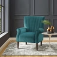 thumbnail image 7 of Carlson Teal Velvet Club Channel Tufted Back Accent Chair, 7 of 7