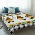 thumbnail image 4 of Honey Gnome Fleece Throw Blanket Lightweight Yellow Sunflowers Bee Black Plaid Wood Stripes Fuzzy Flannel Throws Super Soft Cozy Flannel Blanket for Couch, Sofa, Bed, Travel 50"x80", 4 of 9