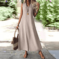 thumbnail image 2 of Sundresses For Women 2025, Linen Tank Casual V Neck Sleeveless Maxi Dress Elegant Beach Holiday Loose Long Sundress With Pockets Disco Maternity Dress Plus Dresses Cocktail (XL, Beige) ZMTing, 2 of 5