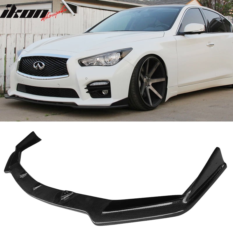 Fits 1417 Infiniti Q50 Sport ST Style Front Bumper Lip Carbon Fiber CF
