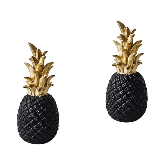 2 Count Home Decor Gold The Office Desk Farmhouse Resin Pineapple Statue Shaped Ornament Decorations