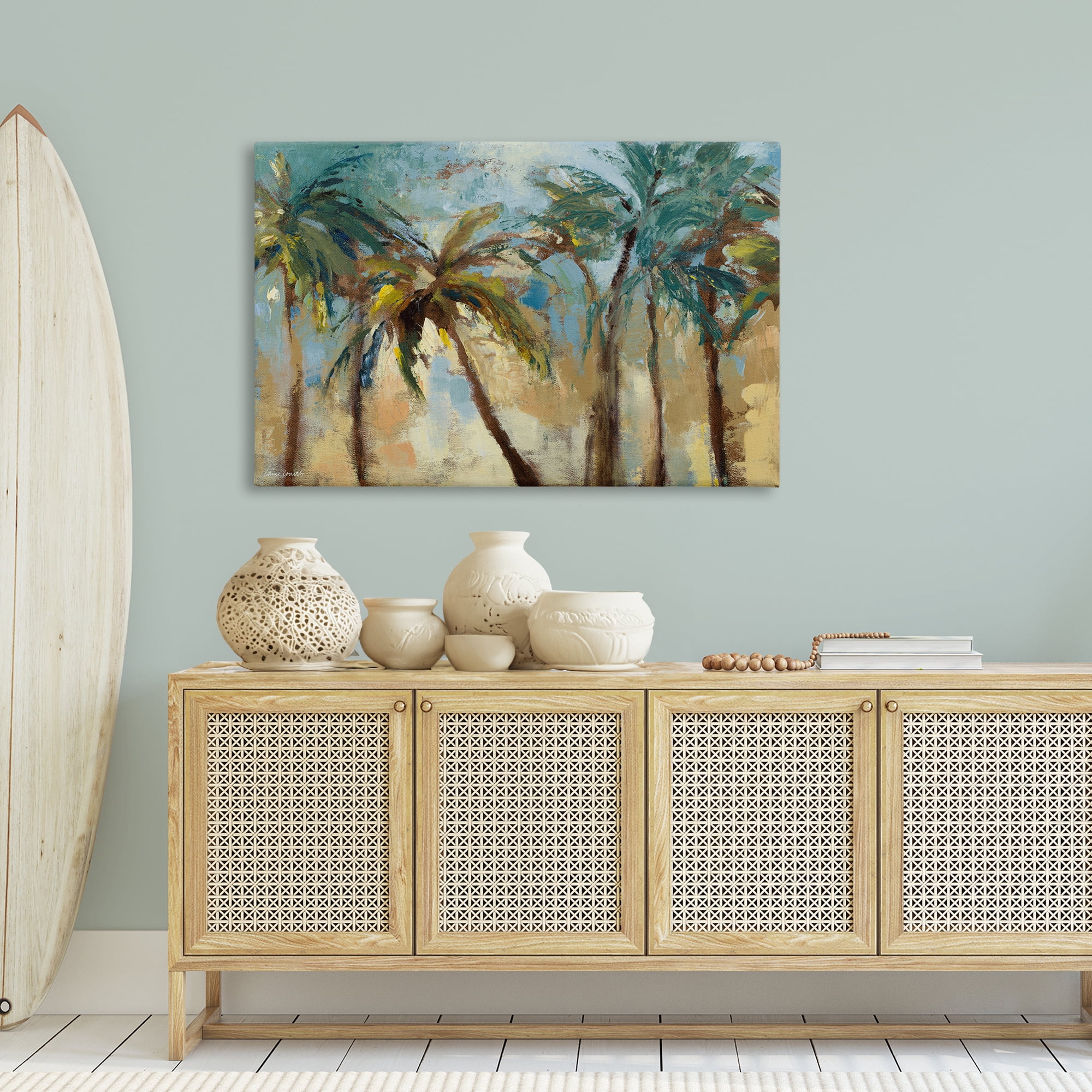 Stupell Industries Abstract Brushed Palms Botanical & Floral Painting Gallery Wrapped Canvas Art Print Wall Art, 45 x 30