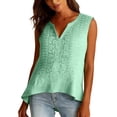thumbnail image 6 of Women's Linen Tank Tops Pleated Cotton Linen V Neck Sleeveless Fashion Casual Vest Top V Neck Tops for Women, 6 of 6