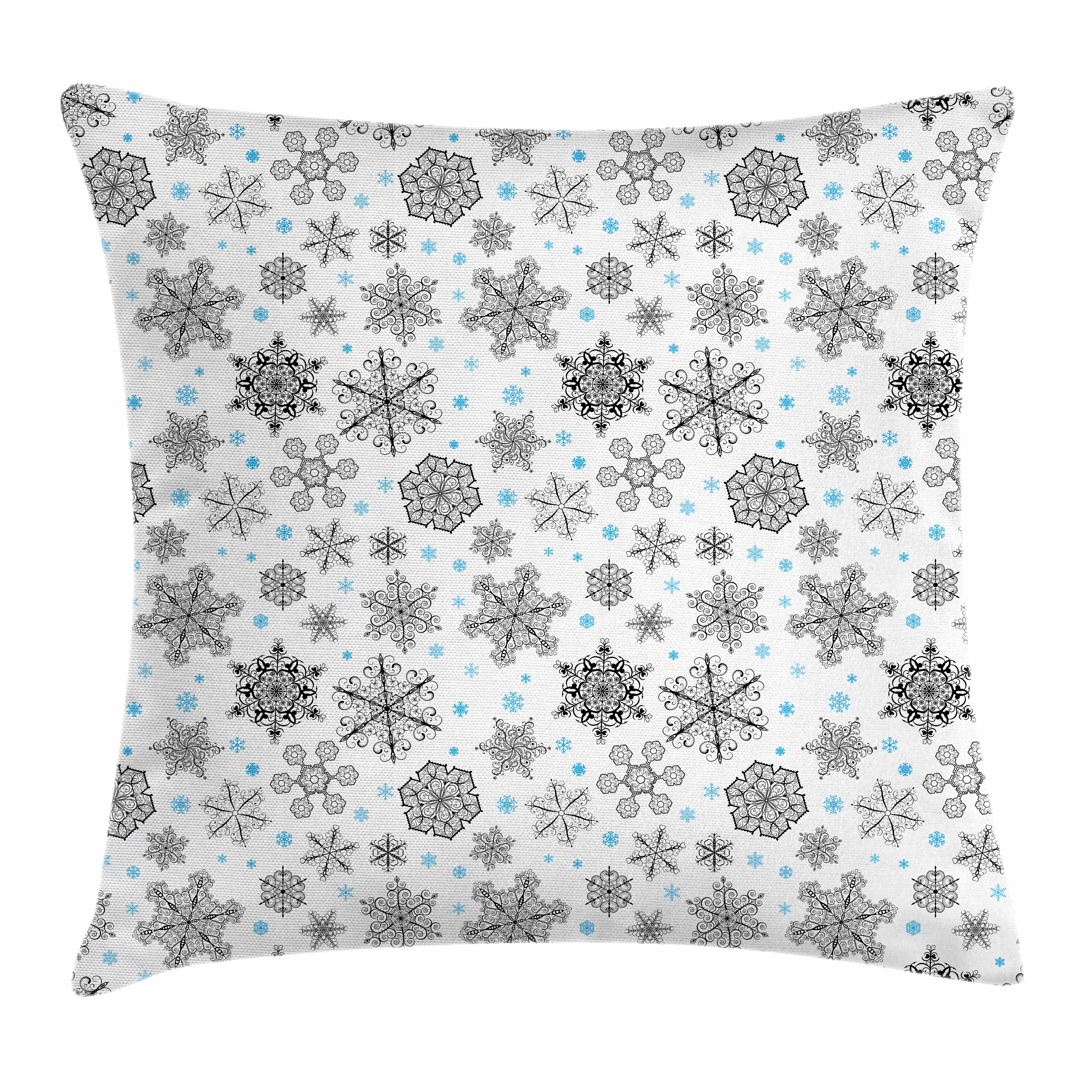 Snowflake Throw Pillow Cushion Cover, Lace Style Arrangement of