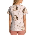 thumbnail image 5 of Kixjoy Scrub Tops Women Oversized Casual Animal Printed Scrubs V Neck Stretch Short Sleeve Tops Lightweight Medical Blouses for Women with Pockets, Pink 2XL, 5 of 6