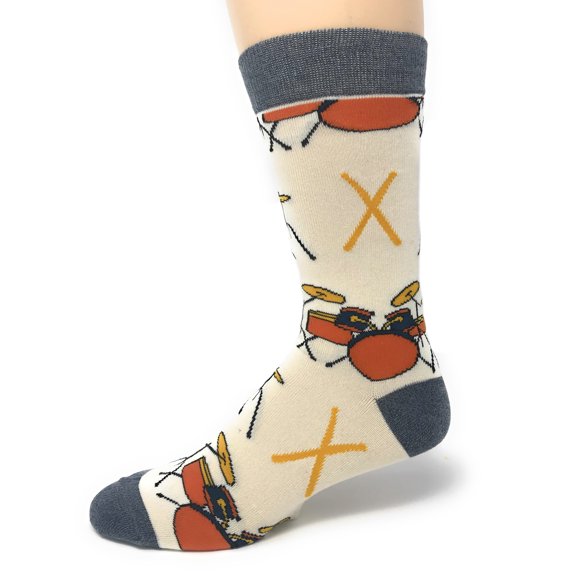 Oooh Yeah Men's Novelty Crew Socks, Funny Socks, Crazy Silly Socks, Cool Fashion Socks, Drums