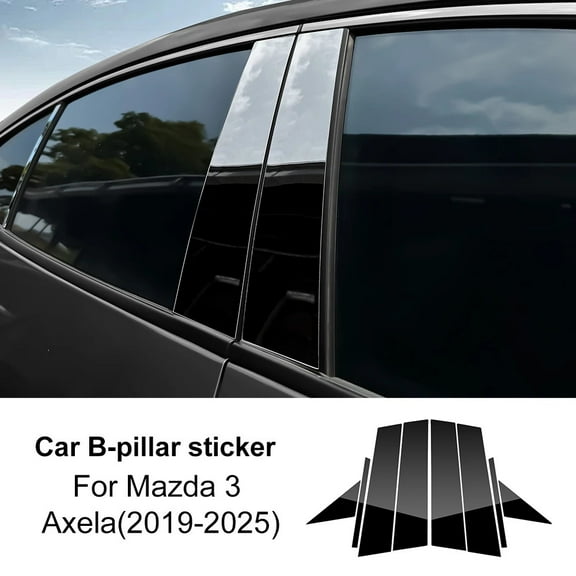 For Mazda 3/Axela 2019 2020 2021 2022 2023 2024 2025 B C Pillars Sticker Carbon Fiber Pattern Glossy Black Protect Accessories.