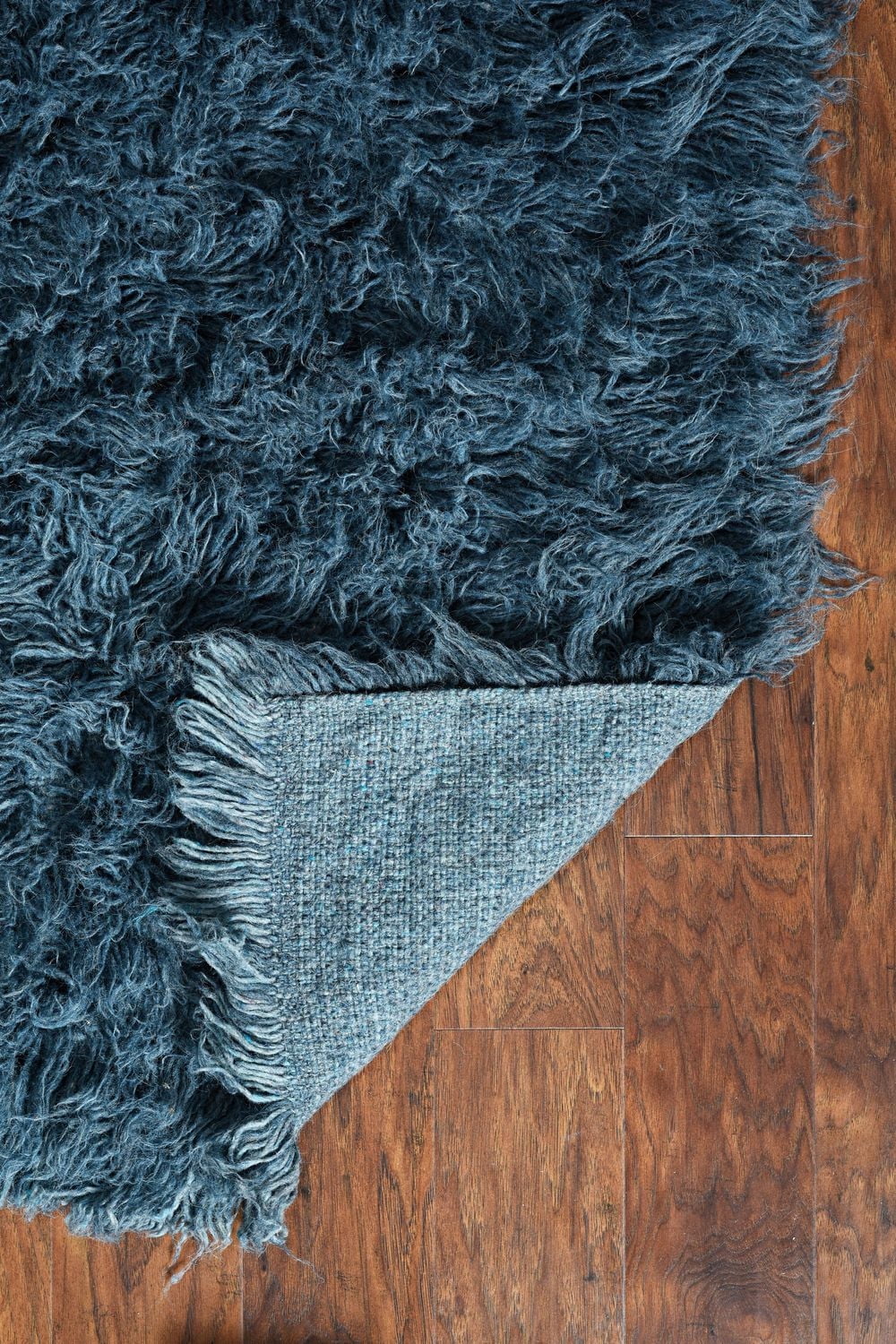 New Flokati 1400gr 8' x 10' Area Rug, Denim Blue
