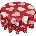 thumbnail image 1 of Nappe Ronde Cœur d'Amour pour la Saint-Valentin, Anniversaire de Mariage, Propositions de Mariage Ou Fiançailles, Nappes Rouges 60 Pouces Lavables en Polyester pour Salle à Manger Restaurant Fête, 1 of 6