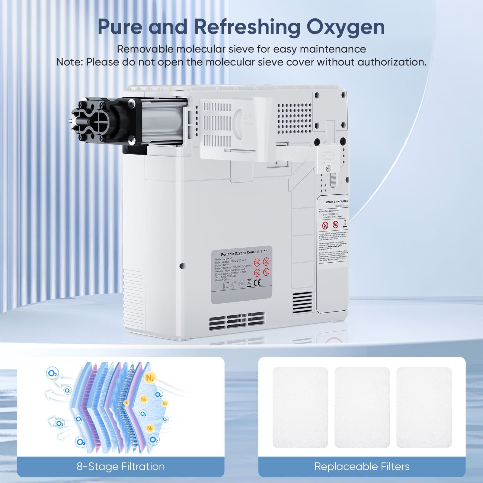 VARON 1-6L/93% MINI portable Machine&OxiGenerator&02Oxygen&generator Tube &filters 𝗐𝗂th Accessories-Quiet(All-Age Use) Concentrator de oxigeno for/ Travel use,5.3𝑙𝑏𝑠-U05
