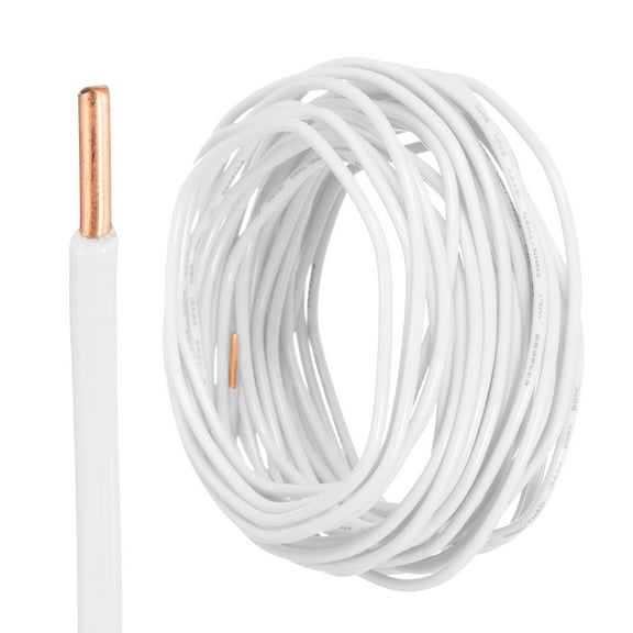 25 Feet Electrical Wire Insulated Solid Copper 12 AWG Hook Up Wire Cable Residential, Industrial, Grounding,White