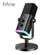 Fifine AM8 XLR/USB Gaming Microphone for Podcast Recording, Dynamic RGB Microphone with Quick Mute, headphone jack, Gain Knob, Volume Control, Desktop Computer Mic for PC Gamer