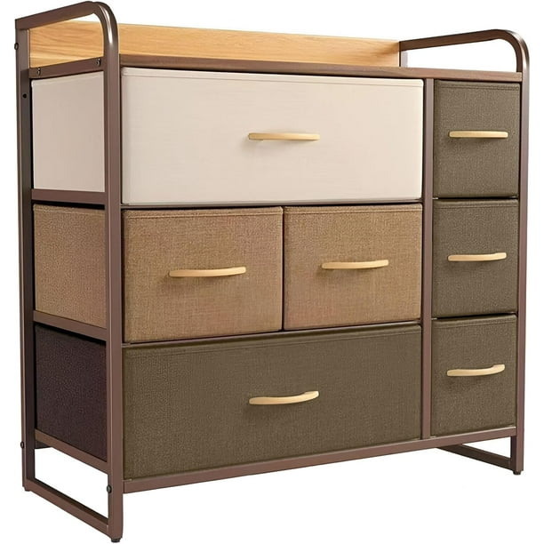 Cajonera Bluelander de 7 Cajones, 3 Niveles y 1 Repisa, Estructura Acero, Café