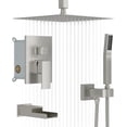 thumbnail image 2 of Rain Shower System Inch Faucet Set Brushed Nickel Finish Stainless  Square Rainfall Shower Head with Handheld  Solid Brass Valve Included, 2 of 6