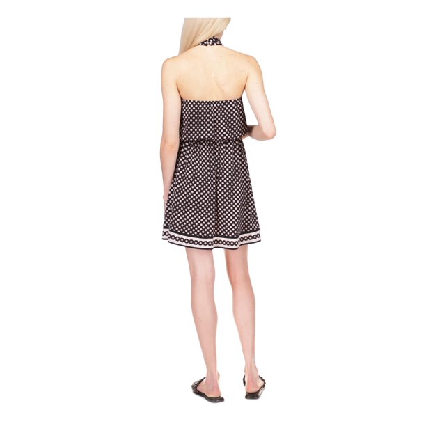 black and white halter mini dress Women's Give Em' Glam Rose Textured Halter Mini Dress in White/Black main image 0