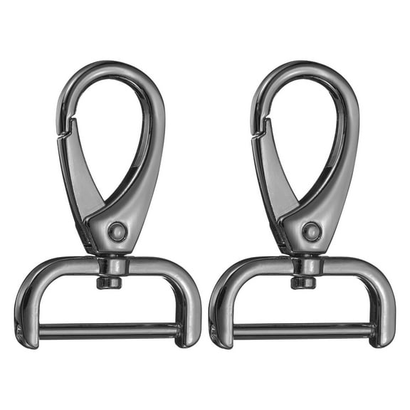 Uxcell 2Pcs Detachable Snap Hook Swivel Clasp 1" D Ring with Swivel Lobster Claw Clasps Hook for Purse Gunmetal