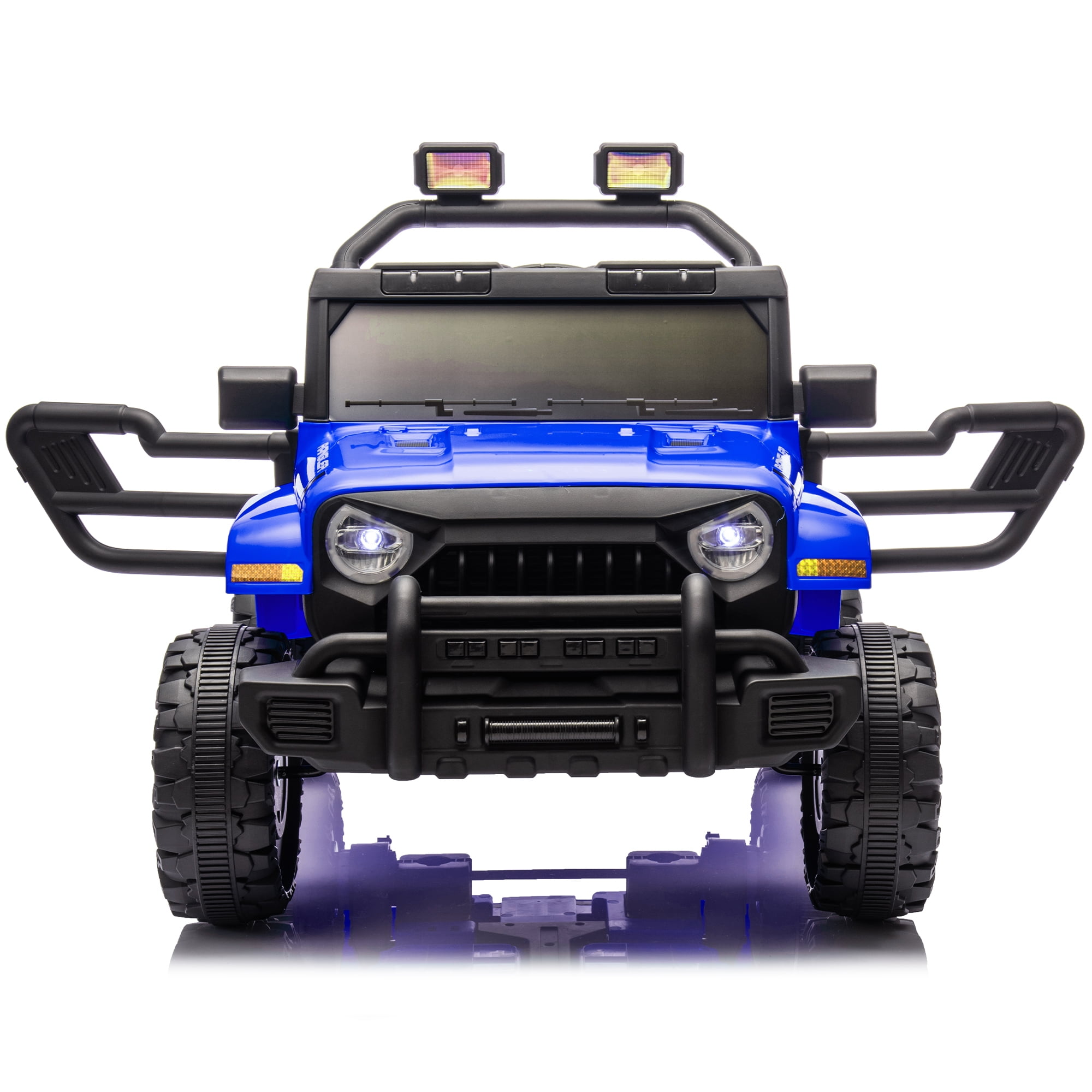 Xuanlur 12V Kids Ride on Car with Remote Control, Ride on Toys w/ Dual Drive, Four-Wheel Suspension, Bluetooth Music, LED Lights, USB, Shock Absorption, Toys Car for Kids Aged, Dark Blue