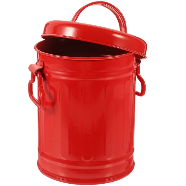 Mini bote de basura de escritorio para exteriores, de metal, estilo vintage, de hierro rojo, para oficina.