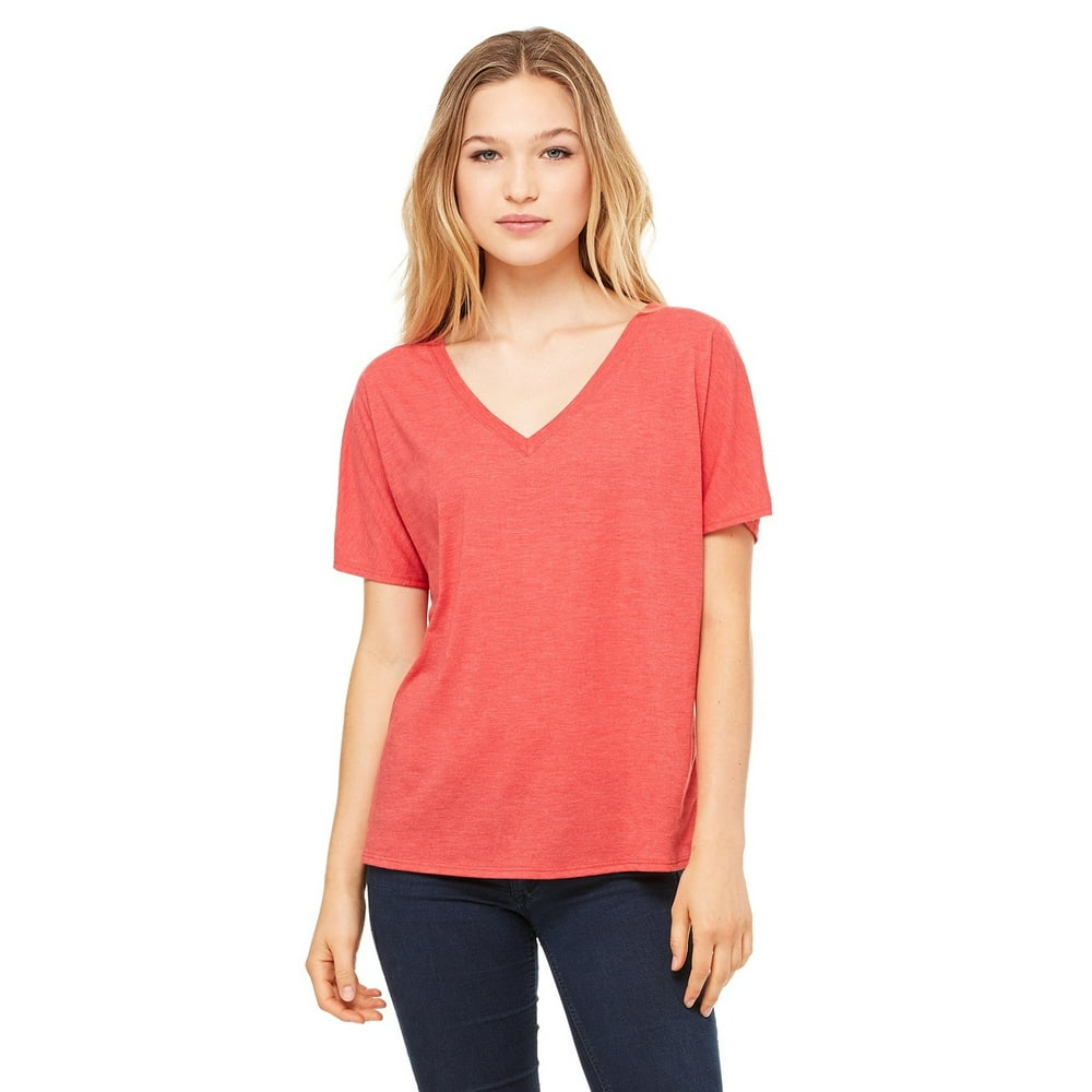 BELLA+CANVAS - The Bella + Canvas Ladies Slouchy V-Neck T-Shirt - RED ...